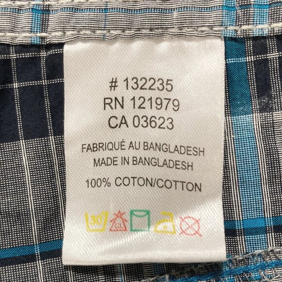 PROJEK RAW Plus-size men's blue grey black plaid shirt ~ 2X XXL short-sleeve top - Picture 12 of 13